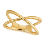 A Criss-Cross Duo Ring in yellow gold on a white background. 
