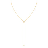 A Diamond Drip Necklace in yellow gold on a white background. 