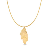 A 20th Anniversary Leaf Necklace on a white background. 