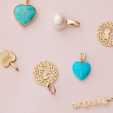 Etched Turquoise Heart Charm