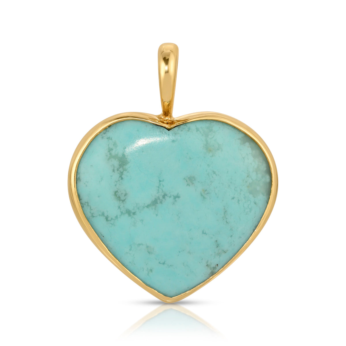A Turquoise Heart Charm on a white background.