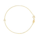A Custom Gold Bracelet - 1 Letter in yellow gold with the letter A on a white background. 