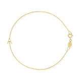 A Custom Gold Bracelet - 1 Letter in yellow gold with the letter A on a white background. 