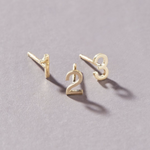 14K Gold Number Studs in 1, 2 and 3 against a light grey background. 