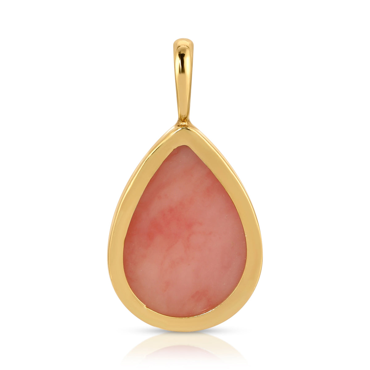 The back of a Pink Opal Tear Drop Charm on a white background. 