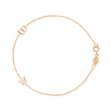 A rose gold Custom Gold Bracelet - 2 Letters (a letter B and a star charm) on a white background.