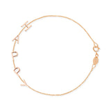 A rose gold Custom Gold Bracelet - 5 Letters with the letters H, A, P, P and Y on a white background. 