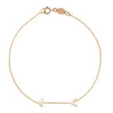 A Straight as an Arrow Bracelet in rose gold on a white background. 