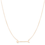 A Straight as an Arrow Necklace in rose gold on a white background. 