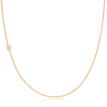 A rose gold 14K Gold Asymmetrical Birthstone Necklace - Opal (October) on a white background. 