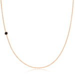 A rose gold 14K Gold Asymmetrical Birthstone Necklace - Onyx (August) on a white background. 
