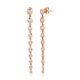 Rose gold Diamond Cascade Earrings on a white background. 