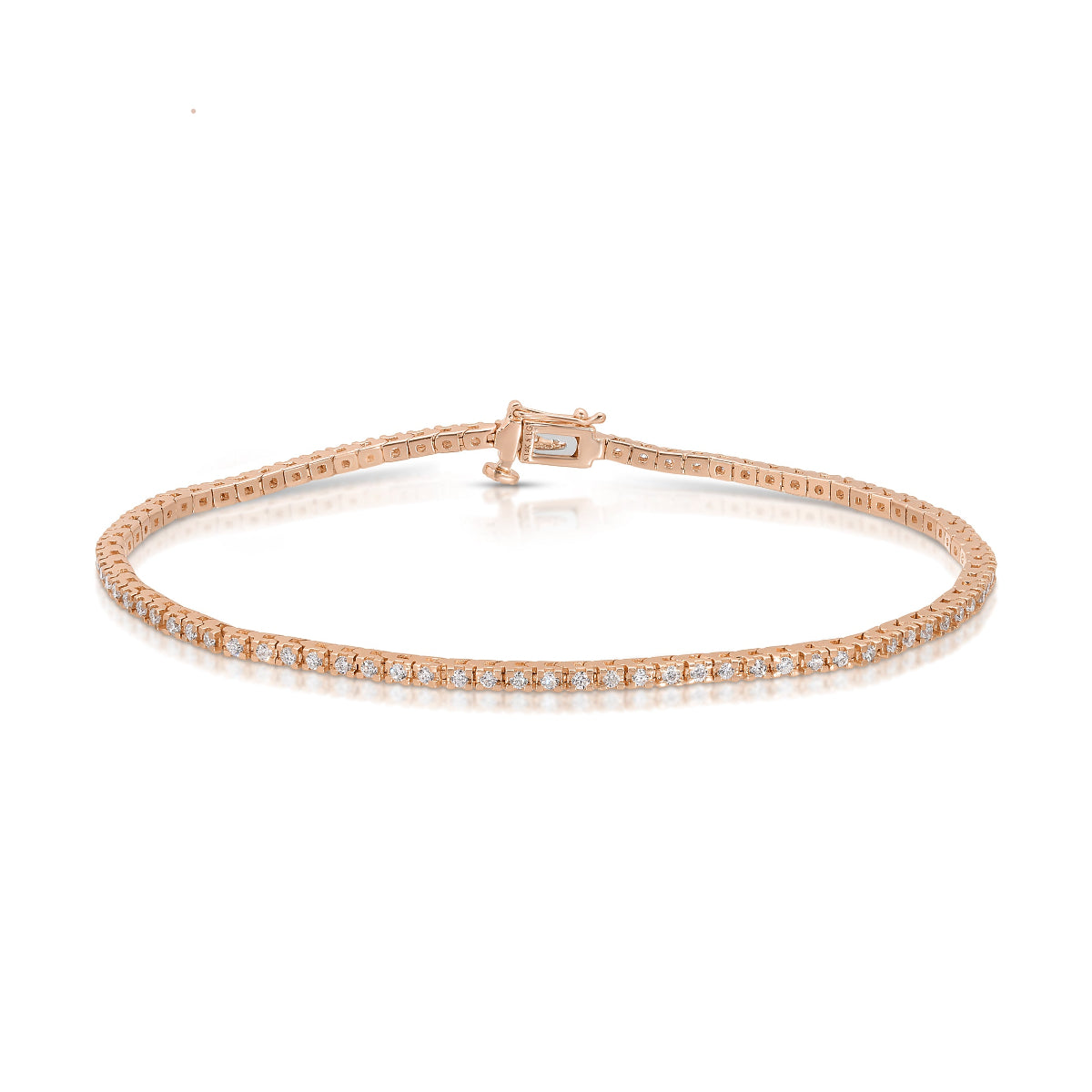 A Down the Line Bracelet in rose gold on a white background.