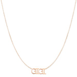 A GIGI Necklace in rose gold on a cable chain on a white background.