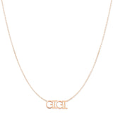 A GIGI Necklace in rose gold on a cable chain on a white background.
