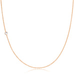 A rose gold 14K Gold Asymmetrical Birthstone Necklace - Moonstone (June) on a white background. 