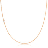 A rose gold 14K Gold Asymmetrical Birthstone Necklace - Moonstone (June) on a white background. 