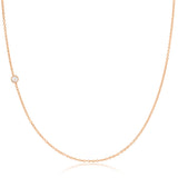 A rose gold 14K Gold Asymmetrical Birthstone Necklace - Pearl (June) on a white background. 