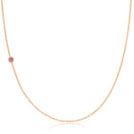 A rose gold 14K Gold Asymmetrical Birthstone Necklace - Pink Tourmaline (October) on a white background. 