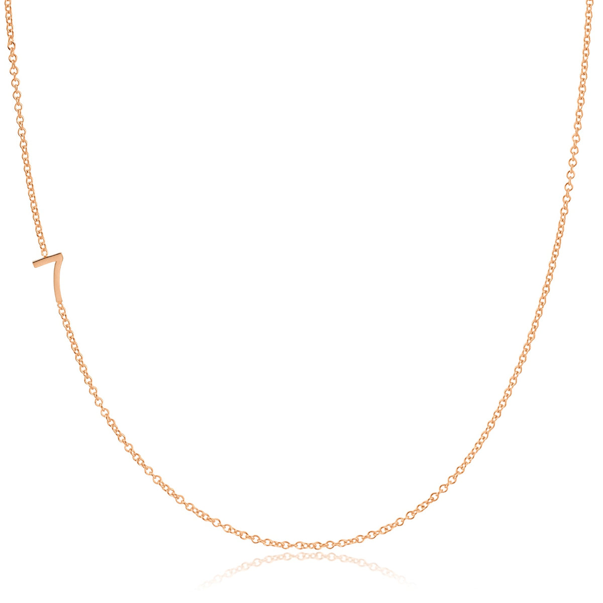 A white gold 14k Gold Asymmetrical Number Necklace - 7 on a white background. 