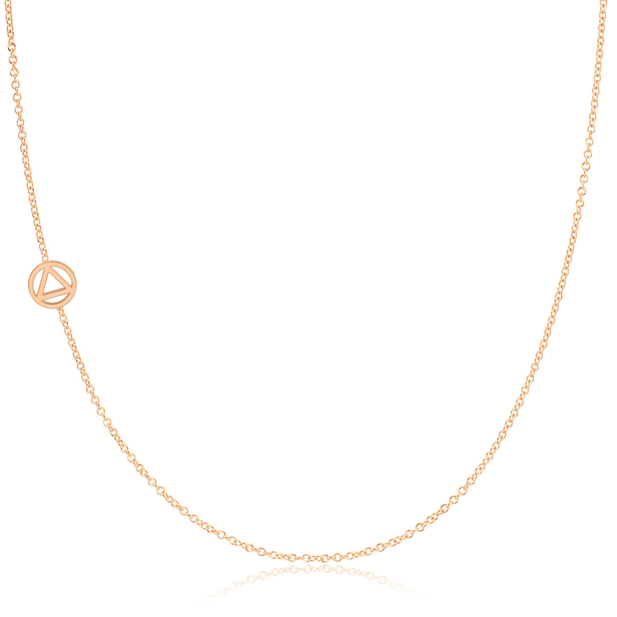 A rose gold 14k Gold Asymmetrical Charm Necklace - Recovery with a cable chain on a white background. 
