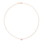 The Sweetheart Necklace - Pink Sapphire in rose gold on a white background. 