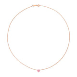 The Sweetheart Necklace - Pink Sapphire in rose gold on a white background. 