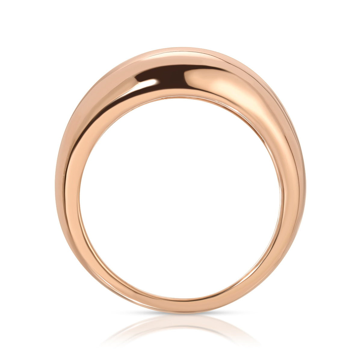 A Paris Ring in rose gold on a white background. 