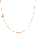 A rose gold 14k Gold Asymmetrical Charm Necklace - Paw with a bead chain on a white background. 