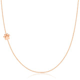 A rose gold 14k Gold Asymmetrical Charm Necklace - Paw with a bead chain on a white background. 