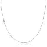 A white gold 14k Gold Asymmetrical Charm Necklace - Angel Wing with a bead chain on a white background. 