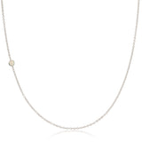 A white gold 14K Gold Asymmetrical Birthstone Necklace - Opal (October) on a white background. 