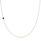 A white gold 14K Gold Asymmetrical Birthstone Necklace - Onyx (August) on a white background. 