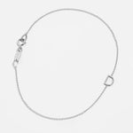 A white gold Custom Gold Bracelet - 1 Letter with the letter D on a white background. 