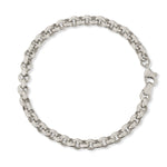 A Rolo Bracelet in white gold on a white background. 