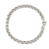 A Rolo Bracelet in white gold on a white background. 