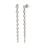 White gold Diamond Cascade Earrings on a white background. 