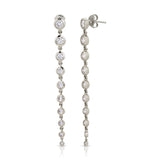 White gold Diamond Cascade Earrings on a white background. 