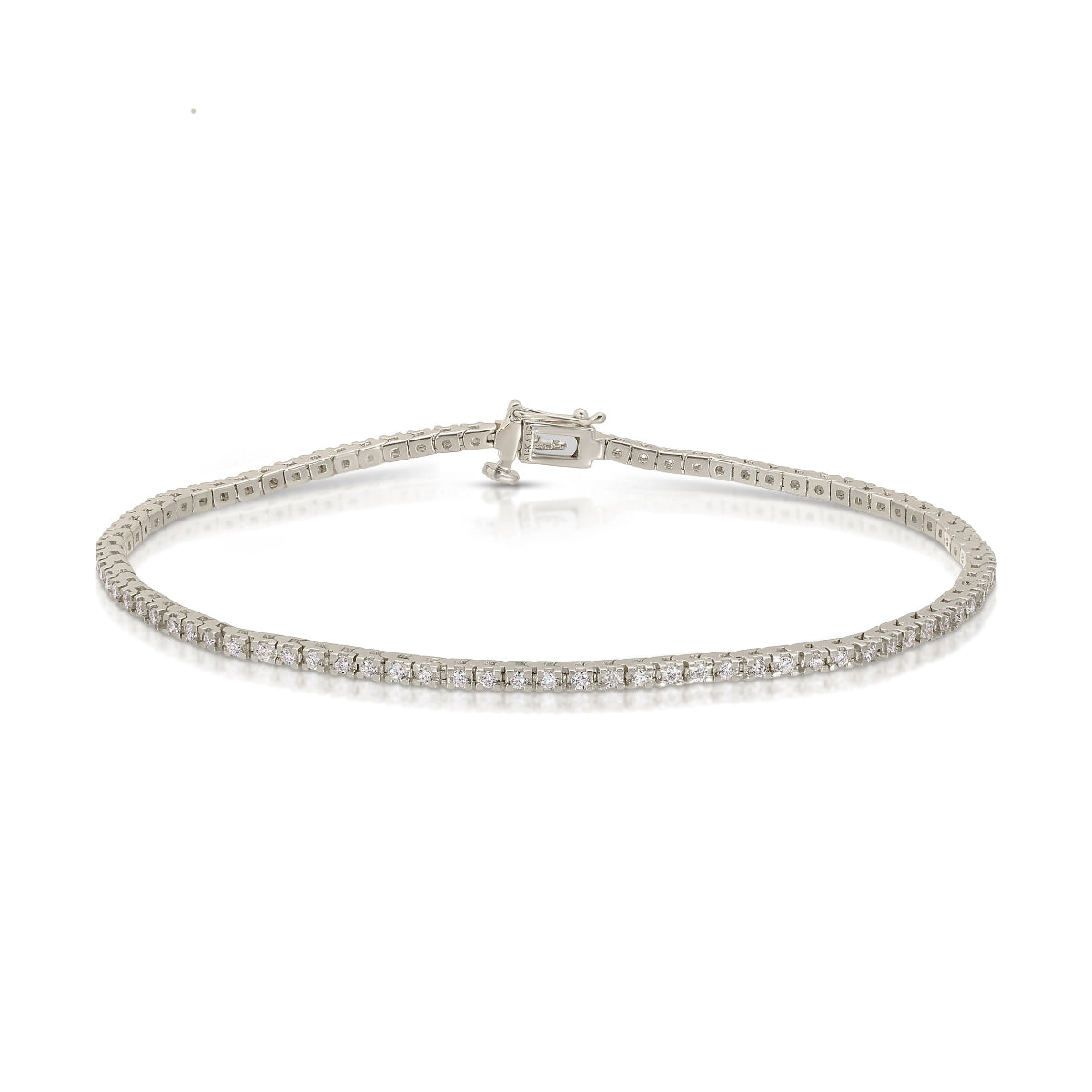 A Down the Line Bracelet in white gold on a white background. 
