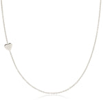 A white gold 14k Gold Asymmetrical Charm Necklace - Heart with a cable chain on a white background. 