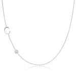 A Monogram Necklace with Diamond White Gold with the letter C on a white background.