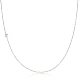 A white gold 14K Gold Asymmetrical Birthstone Necklace - Moonstone (June) on a white background. 