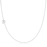 A white gold 14k Gold Asymmetrical Charm Necklace - Om with a cable chain on a white background. 