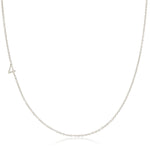 A white gold 14k Gold Asymmetrical Number Necklace - 4 on a white background. 