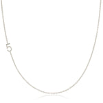A white gold 14k Gold Asymmetrical Number Necklace - 5 on a white background. 