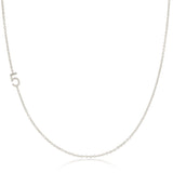 A white gold 14k Gold Asymmetrical Number Necklace - 5 on a white background. 