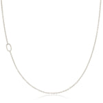 A 14k Gold Asymmetrical Number Necklace - 0 in white gold on a white background. 
