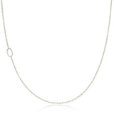 A 14k Gold Asymmetrical Number Necklace - 0 in white gold on a white background. 