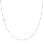 A white gold 14k Gold Asymmetrical Charm Necklace - Star of David with cable chain on a white background. 
