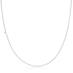 A white gold 14k Gold Asymmetrical Number Necklace - 1 with a cable chain on a white background. 